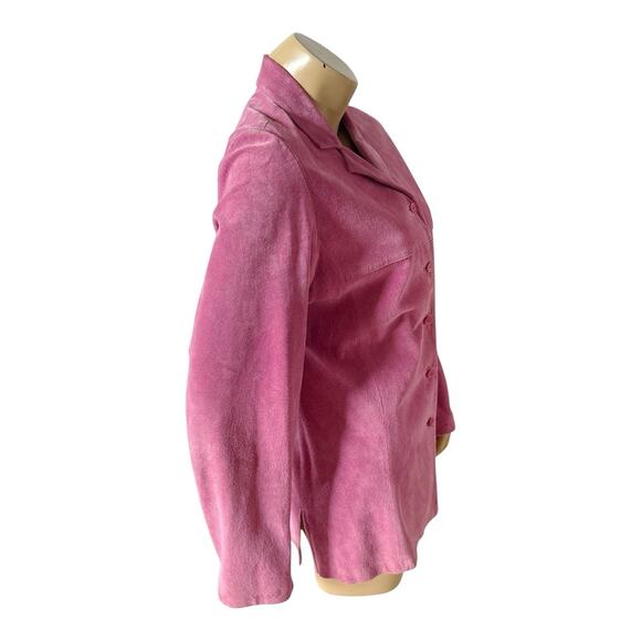 LIZ CLAIBORNE Collection Womens Size XL Pink Suede Vintage Button Up Jacket Coat - Picture 3 of 6